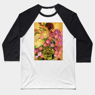 Pink Cabbage Roses Impression Baseball T-Shirt